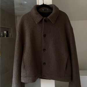 Zara Men's Dark Brown Wool Jacket